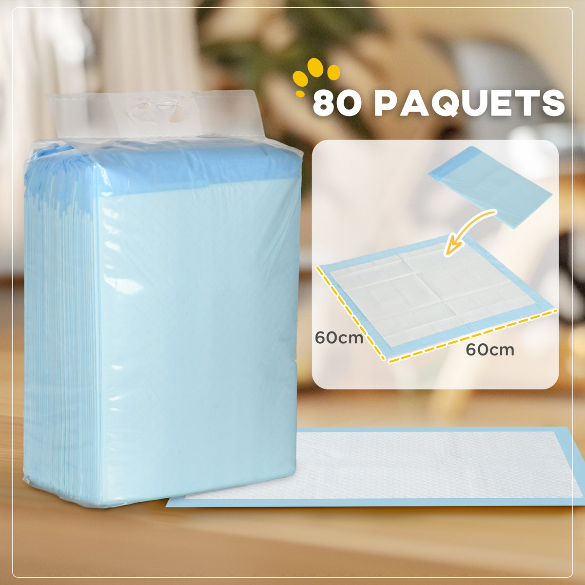 NOLI Loupio — Tapis Absorbants Étanches 60x60 — Lot de 80