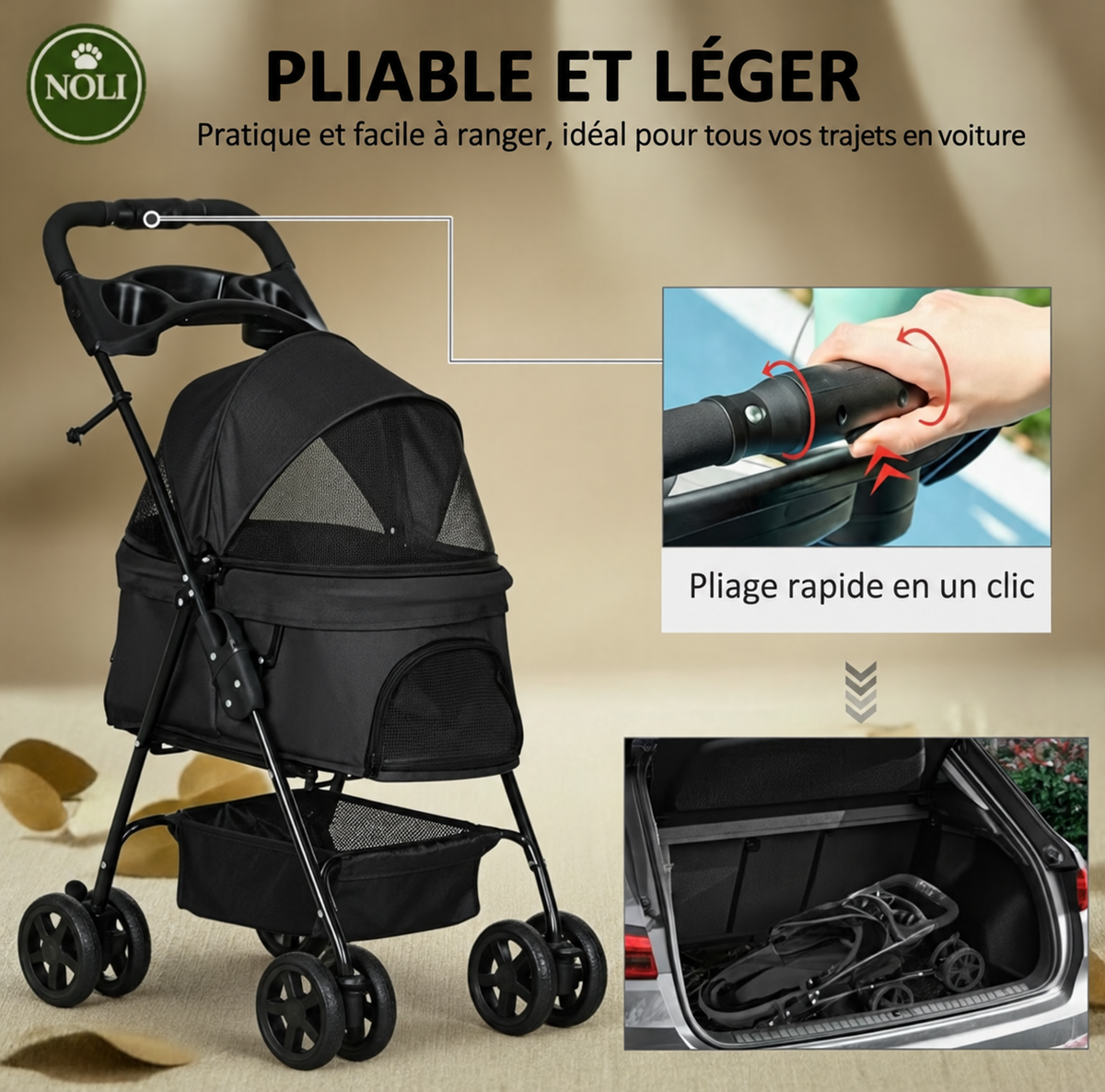 Noli Rover – Poussette Tout-Terrain pour Chiens & Chats